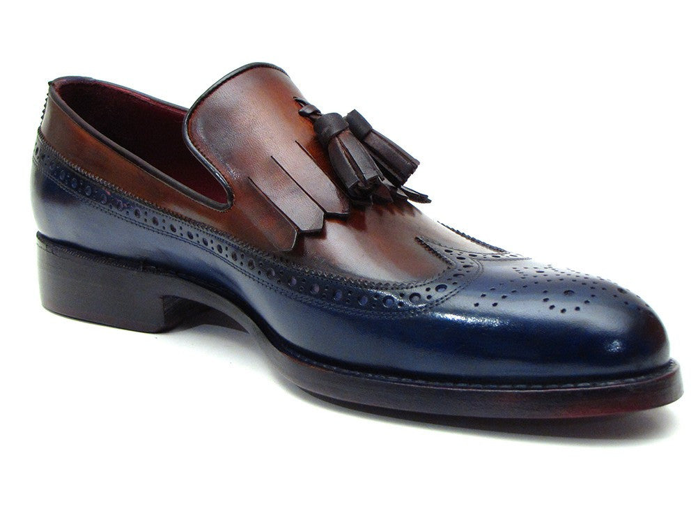 Paul Parkman Kiltie Tassel Loafer Navy & Tobacco (ID#KT74NB) - WKshoes