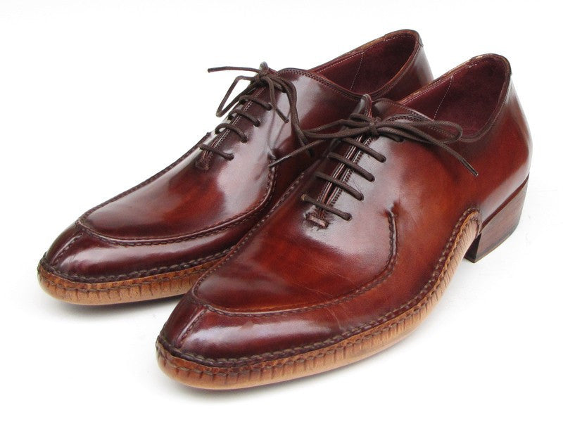 Paul Parkman Men's Side Handsewn Split-toe Burgundy Oxfords (ID#054-BUR) - WKshoes