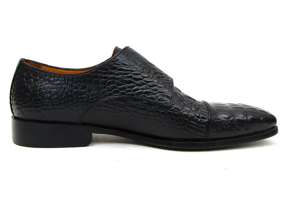 Paul Parkman Double Monkstraps Black Crocodile Embossed - WKshoes