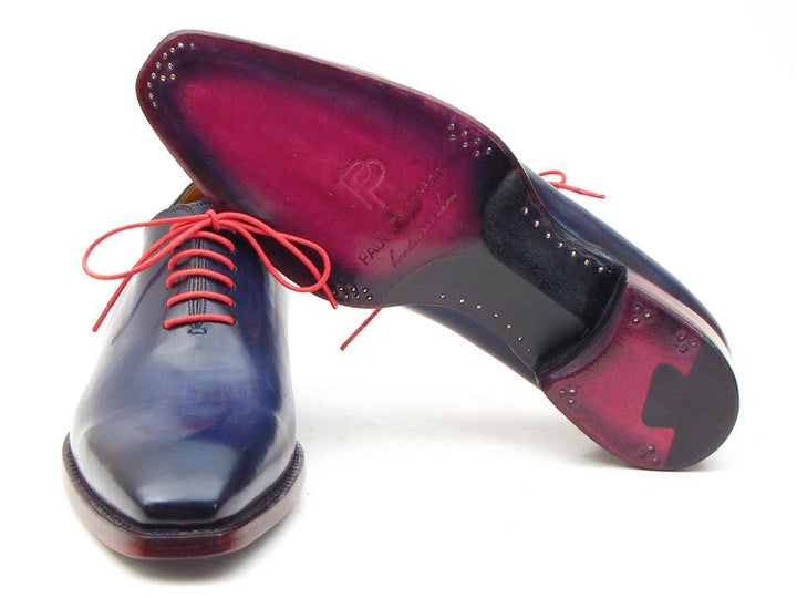 Paul Parkman Goodyear Welted Wholecut Oxfords Navy Blue Hand-Painted (ID#044CR) - WKshoes