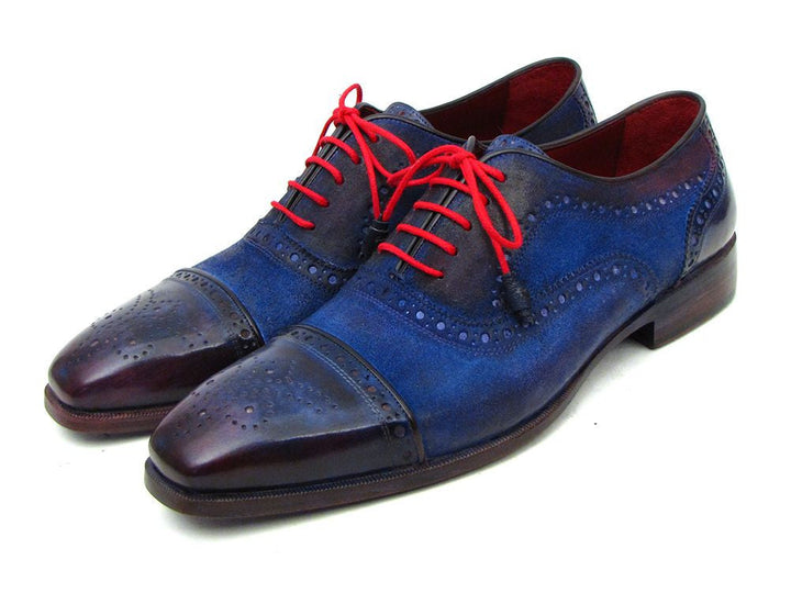 Paul Parkman Men's Captoe Oxfords Blue Suede (ID#024-BLUSD) - WKshoes