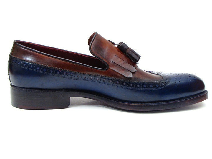 Paul Parkman Kiltie Tassel Loafer Navy & Tobacco (ID#KT74NB) - WKshoes