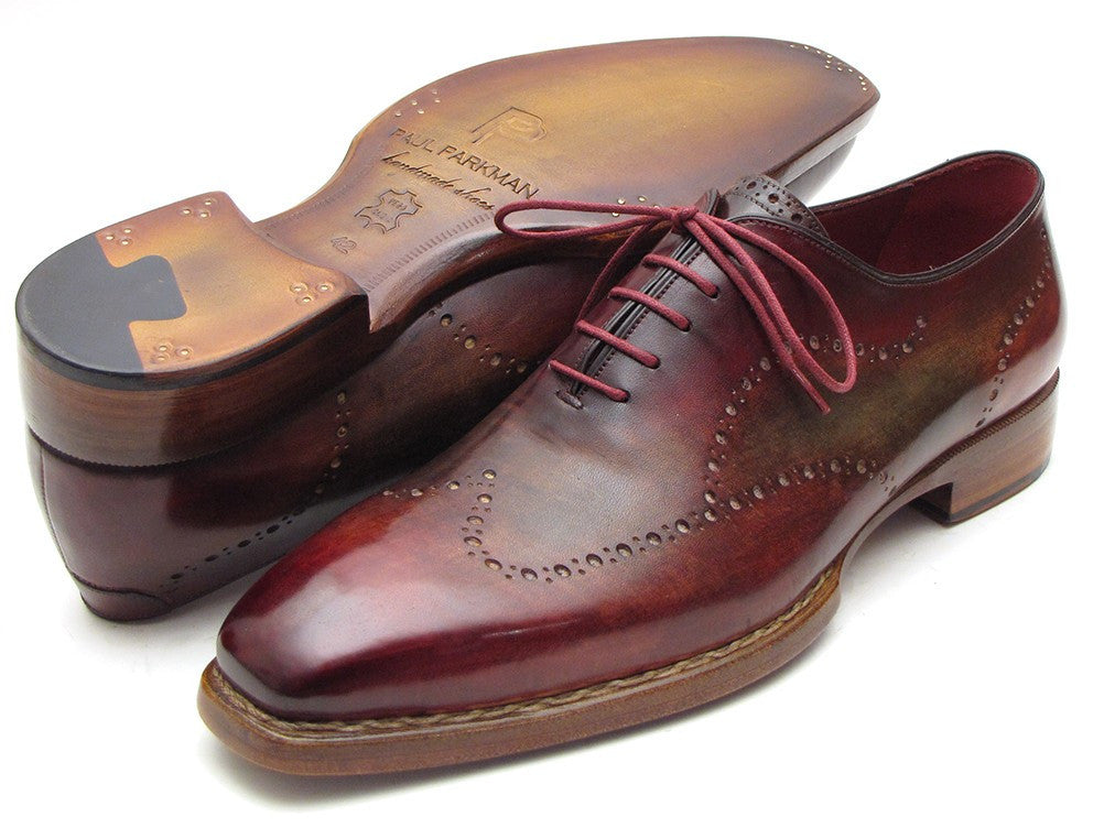 Paul Parkman Wingtip Oxford Goodyear Welted Bordeaux & Camel (ID#087LX) - WKshoes