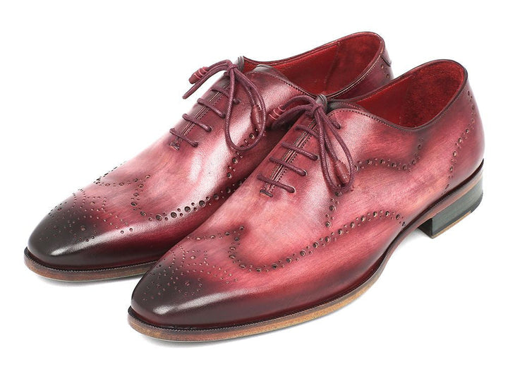 Paul Parkman Wintip Oxfords Burgundy Handpainted Calfskin (ID#741-BUR) - WKshoes