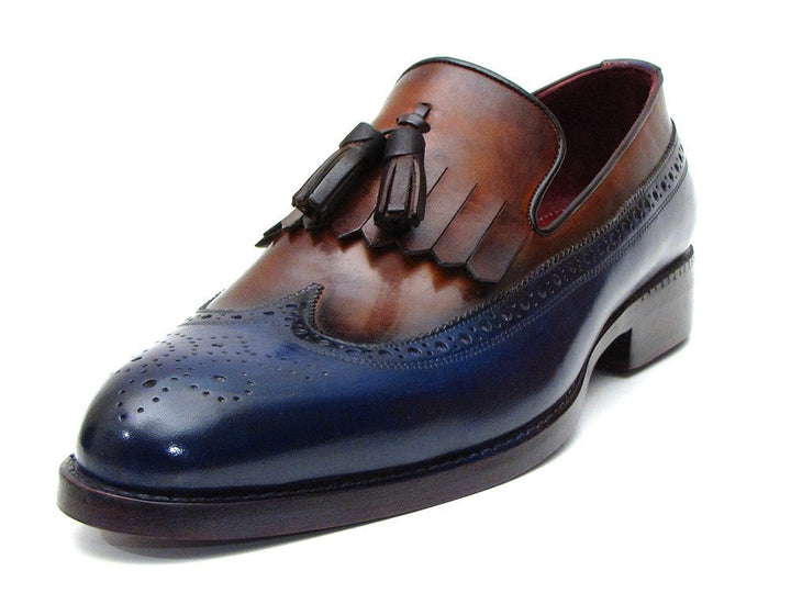 Paul Parkman Kiltie Tassel Loafer Navy & Tobacco (ID#KT74NB) - WKshoes