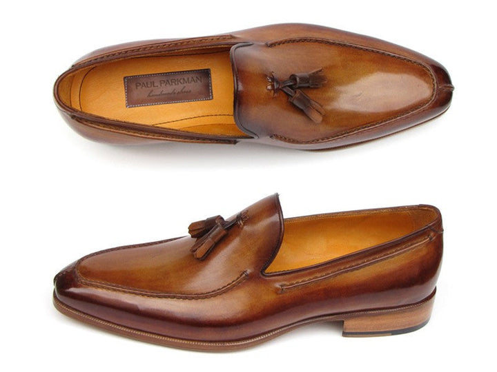 Paul Parkman Men's Tassel Loafer Camel & Brown Hand-Painted (ID#083-CML) - WKshoes