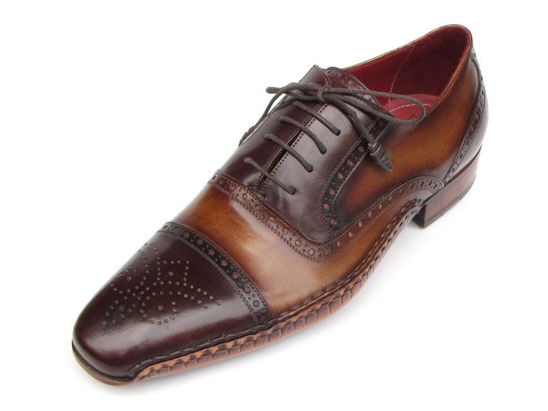 Paul Parkman Men's Captoe Oxfords Brown Hand Painted Shoes (ID#5032-BRW) - WKshoes