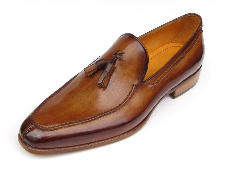 Paul Parkman Men's Tassel Loafer Camel & Brown Hand-Painted (ID#083-CML) - WKshoes