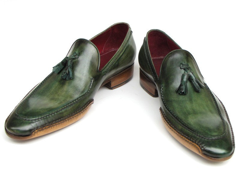 Paul Parkman Men's Side Handsewn Tassel Loafer Green Shoes (ID#082-GREEN) - WKshoes