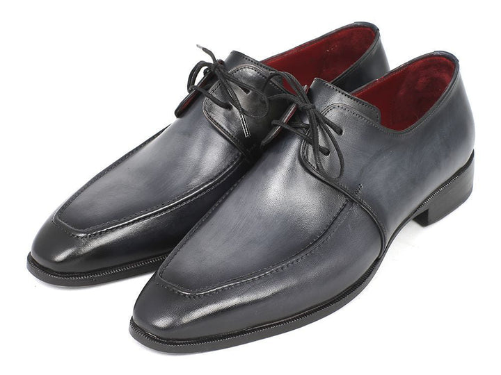 Paul Parkman Gray & Black Apron Derby Shoes For Men (ID#13SX51) - WKshoes