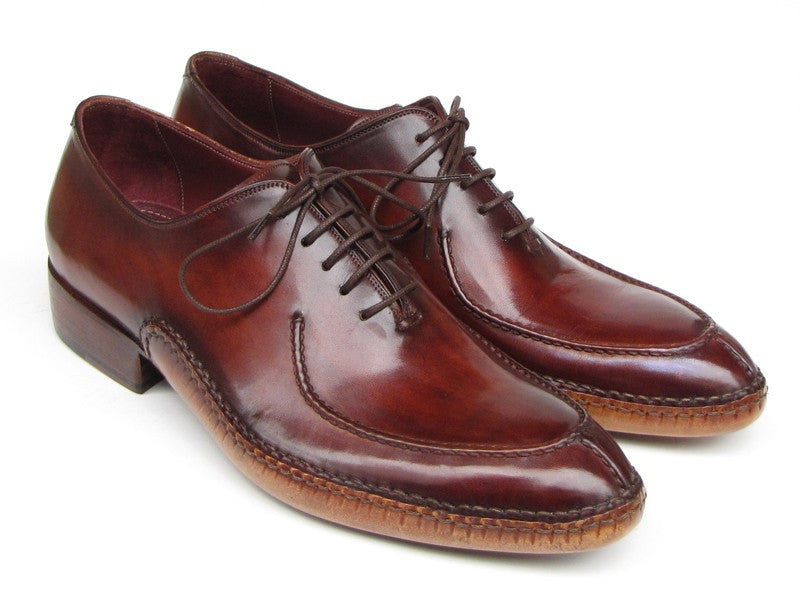 Paul Parkman Men's Side Handsewn Split-toe Burgundy Oxfords (ID#054-BUR) - WKshoes