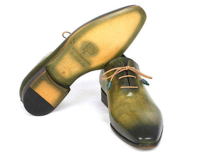 Paul Parkman Plain Toe Wholecut Oxfords Green Hanpainted Leather (ID#755-GRN) - WKshoes