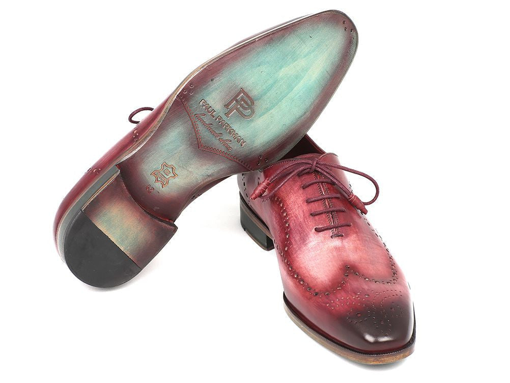 Paul Parkman Wintip Oxfords Burgundy Handpainted Calfskin (ID#741-BUR) - WKshoes