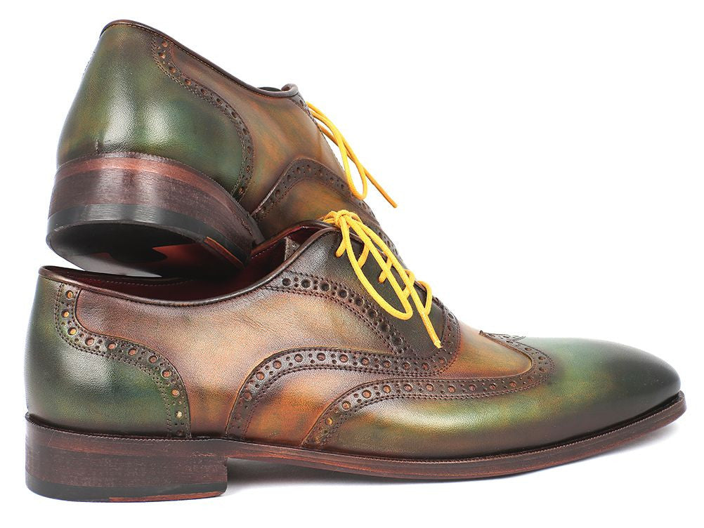 Paul Parkman Wintip Oxfords Green Handpainted Calfskin (ID#228-GRN) - WKshoes