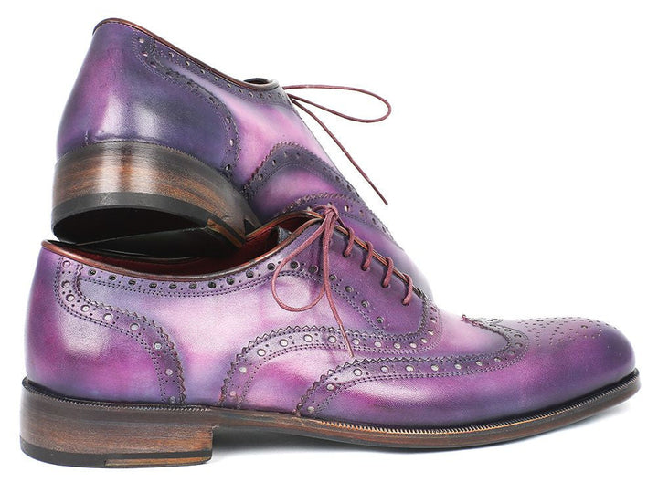 Paul Parkman Wingtip Oxfords Purple & Navy Handpainted Calfskin (ID#743-PURP) - WKshoes