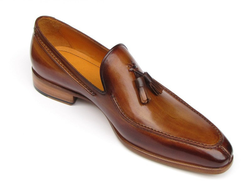 Paul Parkman Men's Tassel Loafer Camel & Brown Hand-Painted (ID#083-CML) - WKshoes