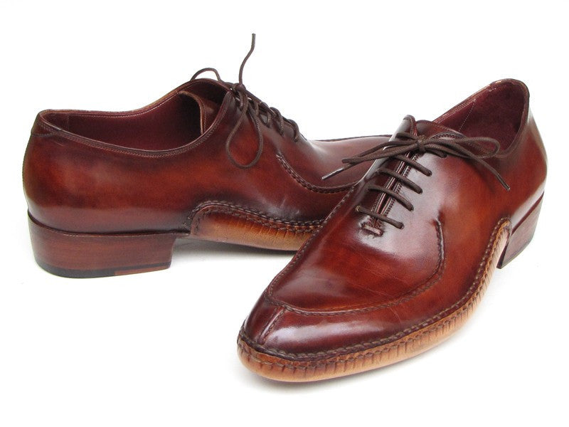 Paul Parkman Men's Side Handsewn Split-toe Burgundy Oxfords (ID#054-BUR) - WKshoes