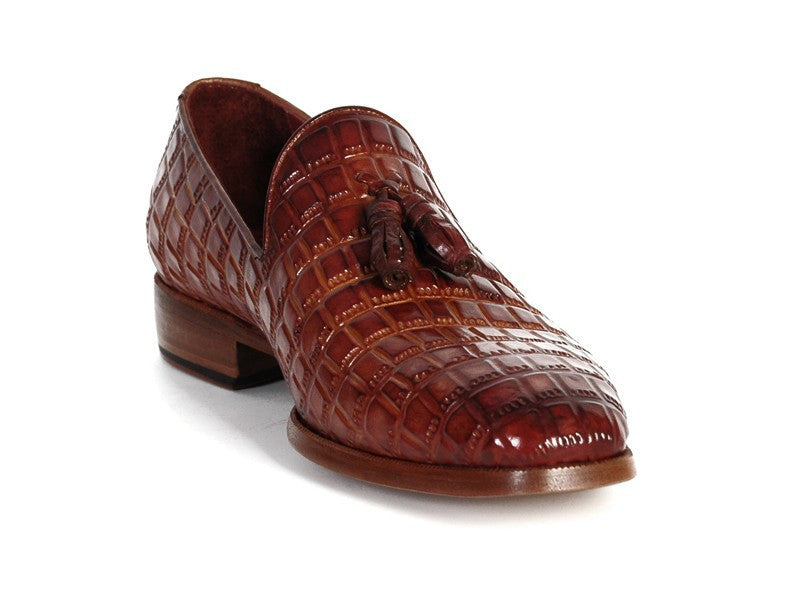 Paul Parkman Brown Crocodile Calfskin Tassel Loafer - WKshoes