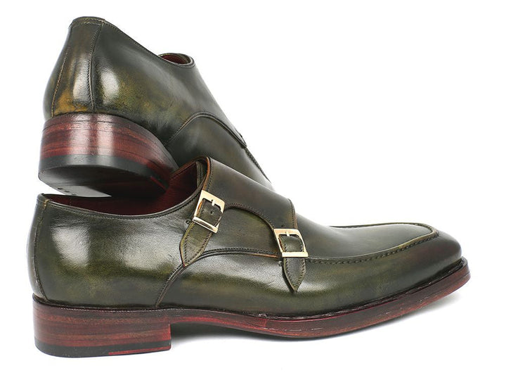 Paul Parkman Men's Double Monkstrap Goodyear Welted Shoes Green (ID#061-GREEN) - WKshoes