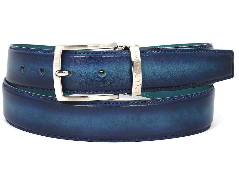 PAUL PARKMAN Men's Leather Belt Dual Tone Blue & Turquoise (ID#B01-BLU-TRQ) - WKshoes