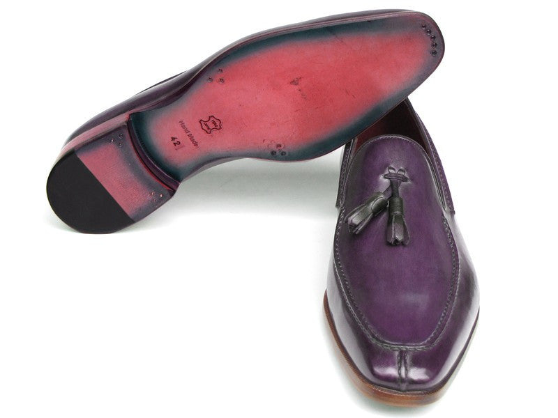 Paul Parkman Men's Tassel Loafer Purple Hand Painted Leather (ID#083-PURP) - WKshoes