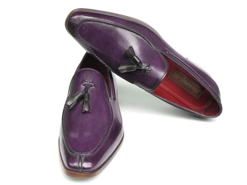 Paul Parkman Men's Tassel Loafer Purple Hand Painted Leather (ID#083-PURP) - WKshoes