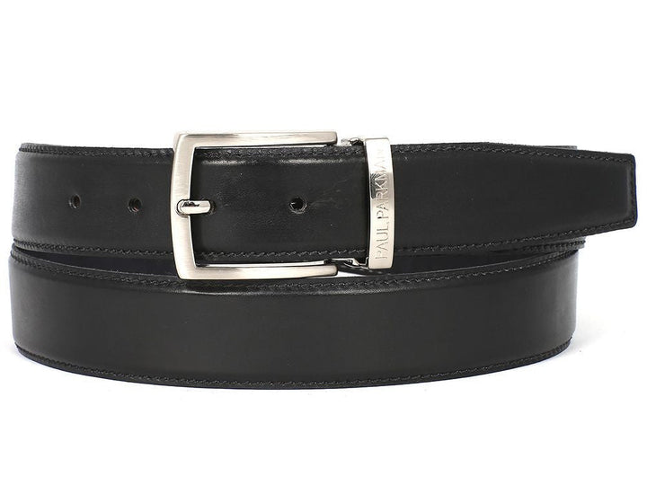 PAUL PARKMAN Men's Leather Belt Hand-Painted Black (ID#B01-BLK) - WKshoes