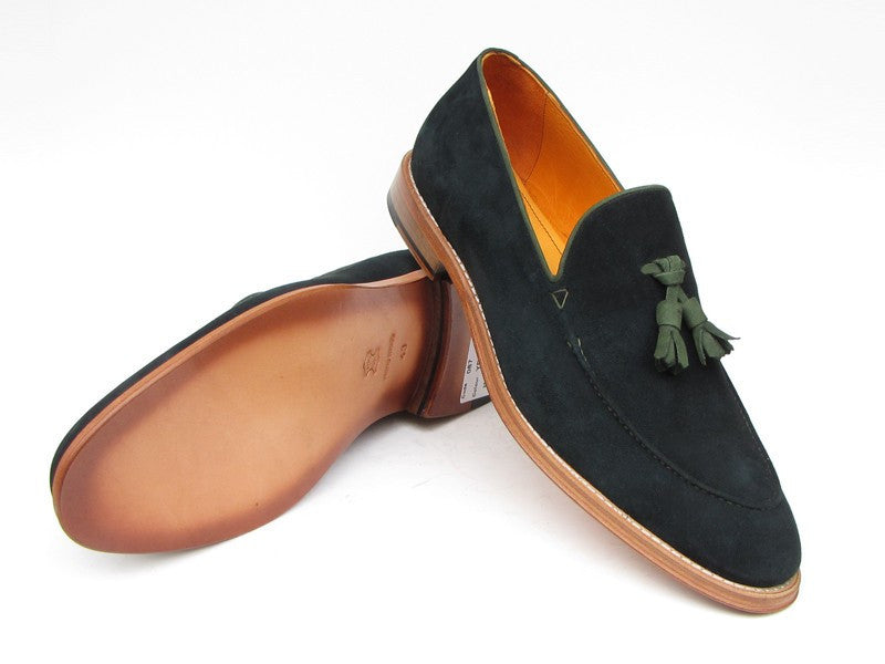 Paul Parkman Men's Tassel Loafer Green Suede Shoes (ID#087-GREEN) - WKshoes