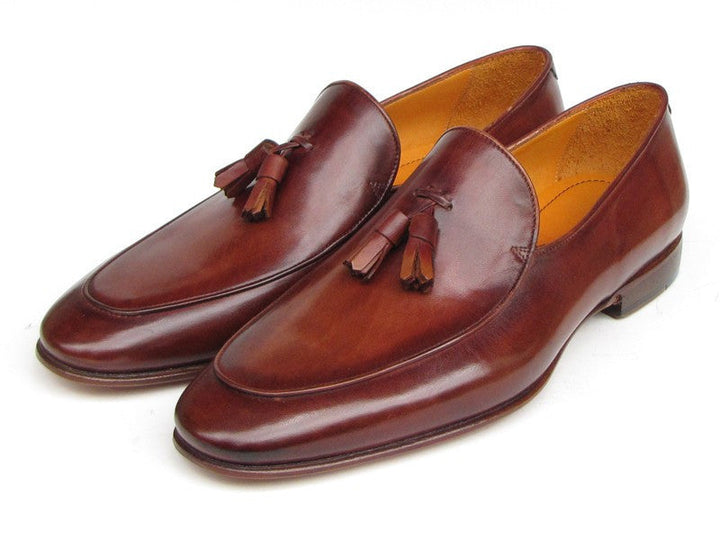 Paul Parkman Men's Tassel Loafer Brown Hand Painted Leather (ID#049-BRW) - WKshoes