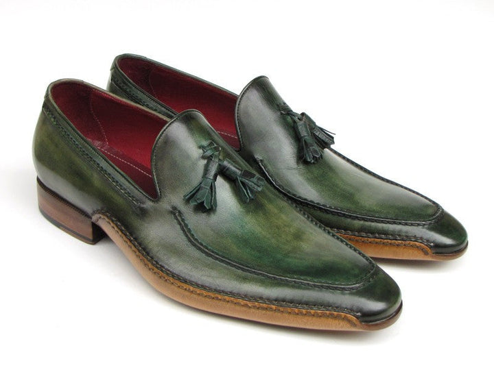 Paul Parkman Men's Side Handsewn Tassel Loafer Green Shoes (ID#082-GREEN) - WKshoes