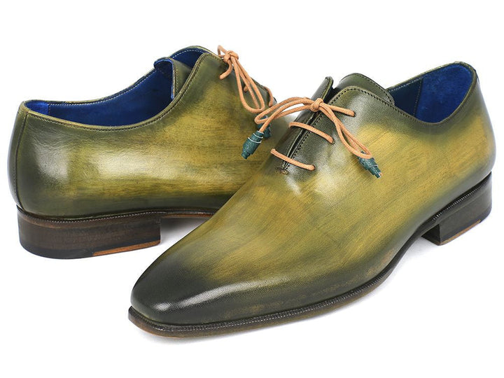 Paul Parkman Plain Toe Wholecut Oxfords Green Hanpainted Leather (ID#755-GRN) - WKshoes