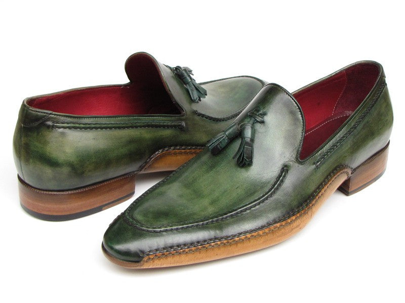 Paul Parkman Men's Side Handsewn Tassel Loafer Green Shoes (ID#082-GREEN) - WKshoes