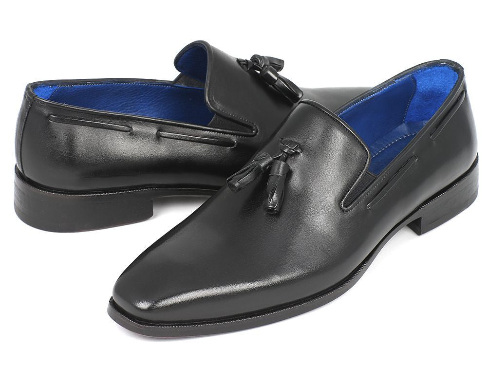 Paul Parkman Men's Tassel Loafer Black Leather Upper & Leather Sole (ID#5141-BLK) - WKshoes