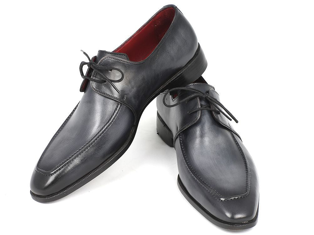 Paul Parkman Gray & Black Apron Derby Shoes For Men (ID#13SX51) - WKshoes