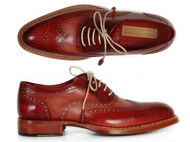 Paul Parkman Men's Wingtip Oxfords Bordeaux & Camel (ID#027B) - WKshoes