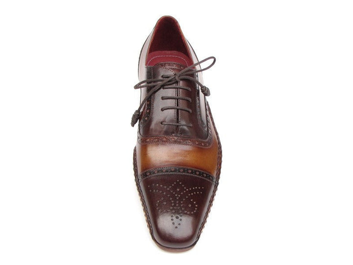 Paul Parkman Men's Captoe Oxfords Brown Hand Painted Shoes (ID#5032-BRW) - WKshoes