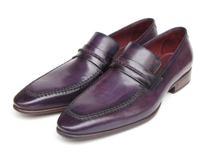 Paul Parkman Men's Purple Loafers Handmade Slip-On Shoes (ID#068-PURP) - WKshoes