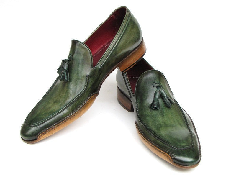 Paul Parkman Men's Side Handsewn Tassel Loafer Green Shoes (ID#082-GREEN) - WKshoes