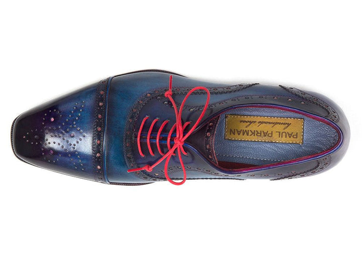 Paul Parkman Men's Captoe Oxfords Blue & Parliament (ID#024-PARL) - WKshoes