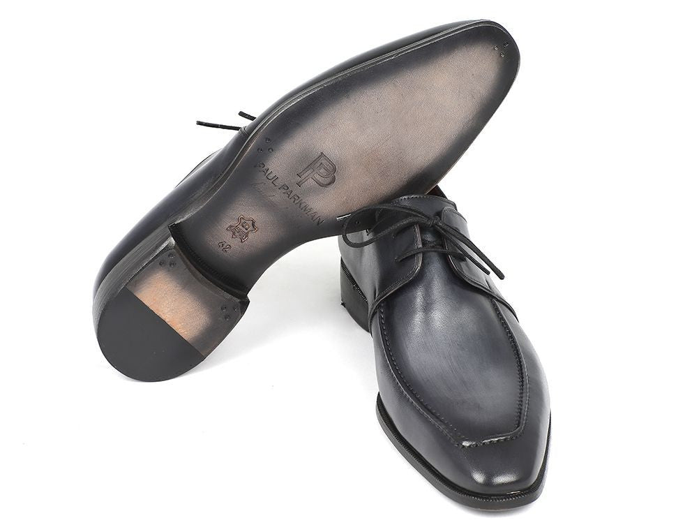 Paul Parkman Gray & Black Apron Derby Shoes For Men (ID#13SX51) - WKshoes