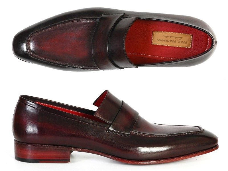 Paul Parkman Men's Loafer Purple & Black Hand-Painted Leather Upper with Leather Sole (ID#093-PURP-BLK) - WKshoes