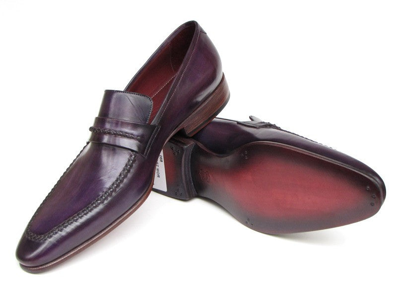 Paul Parkman Men's Purple Loafers Handmade Slip-On Shoes (ID#068-PURP) - WKshoes