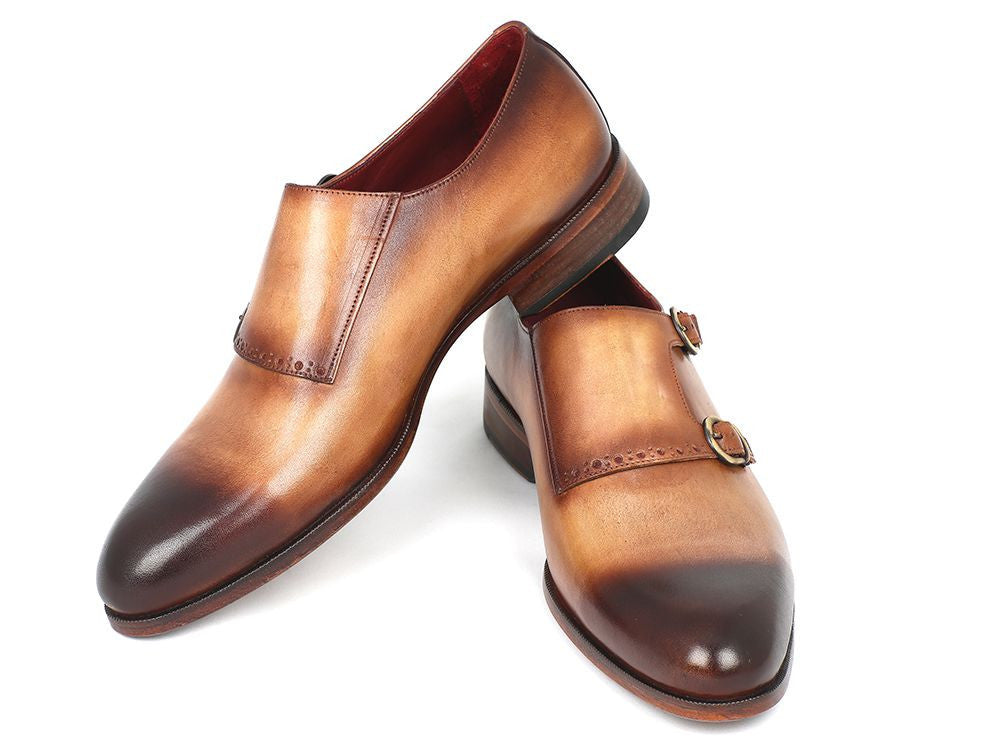 Paul Parkman Two Tone Double Monkstrap Shoes (ID#HT54-CML) - WKshoes