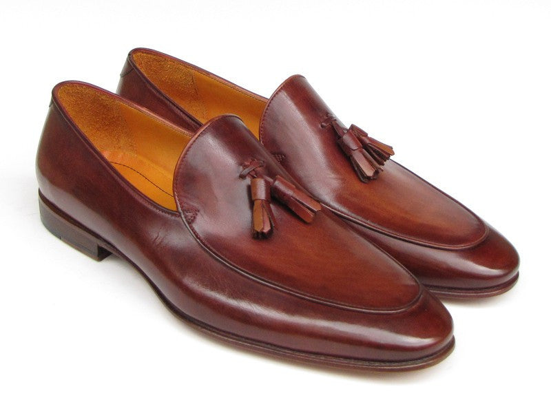 Paul Parkman Men's Tassel Loafer Brown Hand Painted Leather (ID#049-BRW) - WKshoes