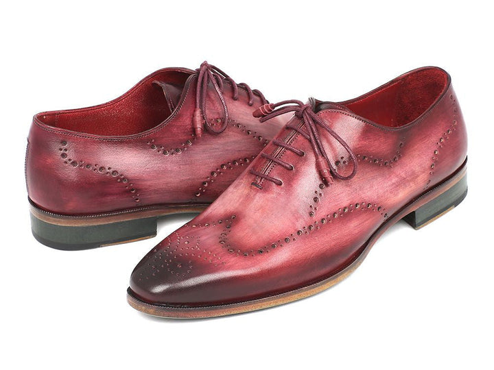 Paul Parkman Wintip Oxfords Burgundy Handpainted Calfskin (ID#741-BUR) - WKshoes