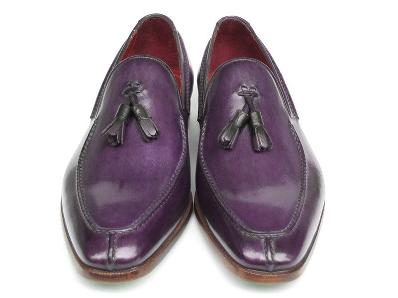 Paul Parkman Men's Tassel Loafer Purple Hand Painted Leather (ID#083-PURP) - WKshoes