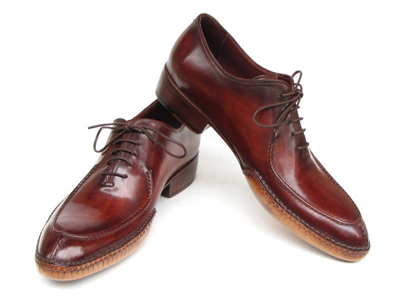 Paul Parkman Men's Side Handsewn Split-toe Burgundy Oxfords (ID#054-BUR) - WKshoes