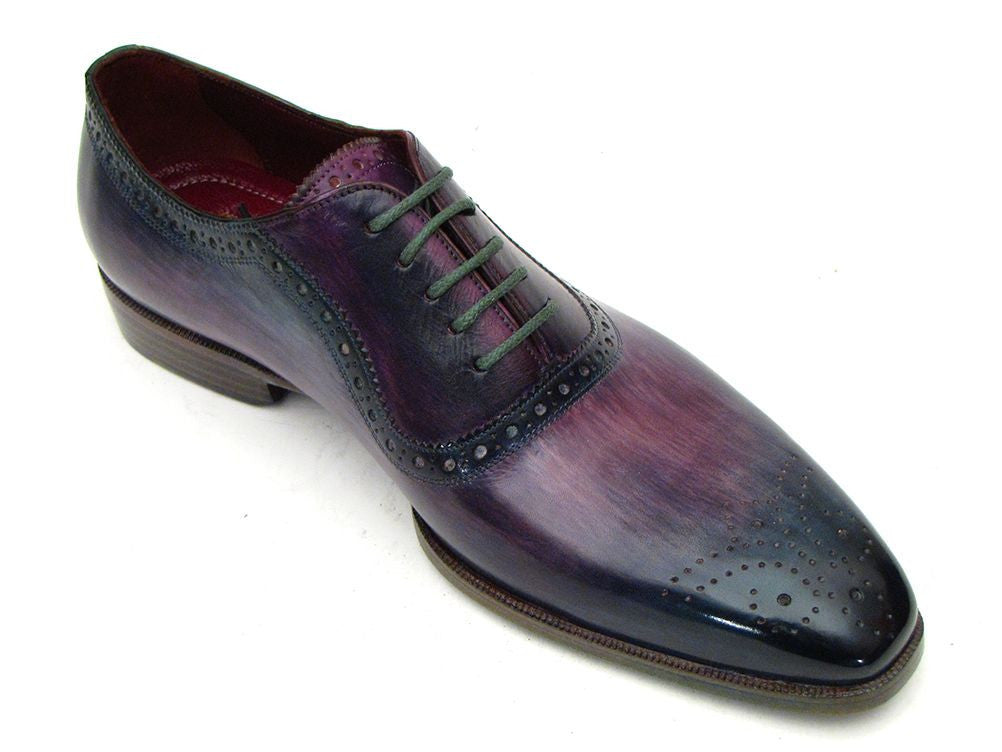 Paul Parkman Men's Purple & Navy Medallion Toe Oxfords (ID#PR88TT) - WKshoes