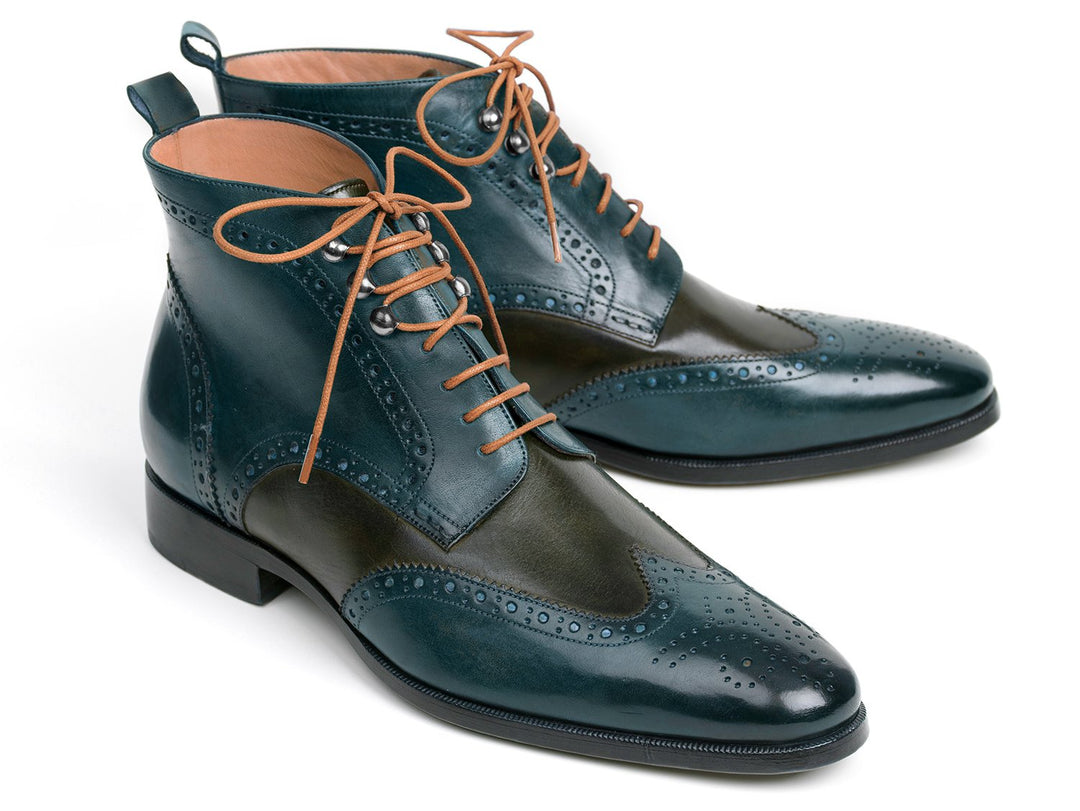 Paul Parkman Wingtip Ankle Boots Dual Tone Green & Blue (ID#PT777GRN) - WKshoes