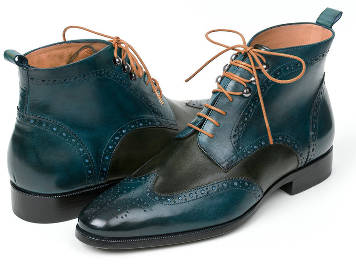 Paul Parkman Wingtip Ankle Boots Dual Tone Green & Blue (ID#PT777GRN) - WKshoes